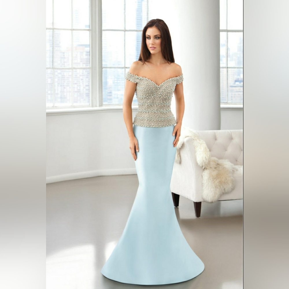 Sky Blue Trumpet Gown w/Train